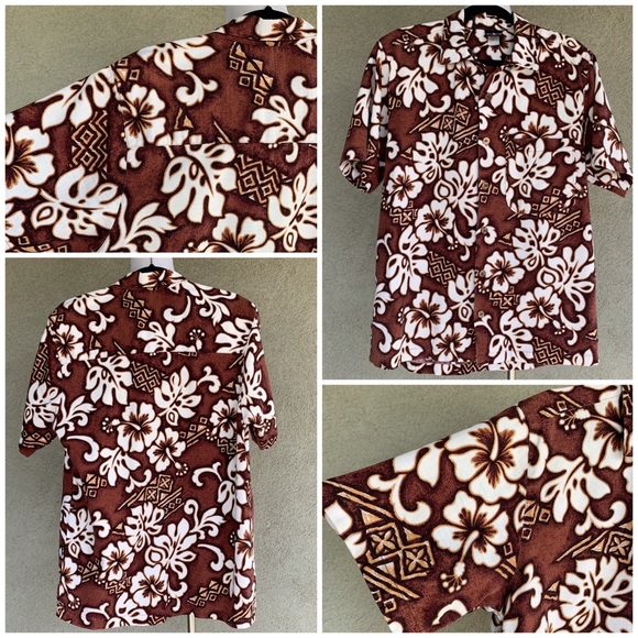 🌴 Hawaiian Barkcloth Shirt Tapa Tiki Floral 🌴 - Picture 3 of 12